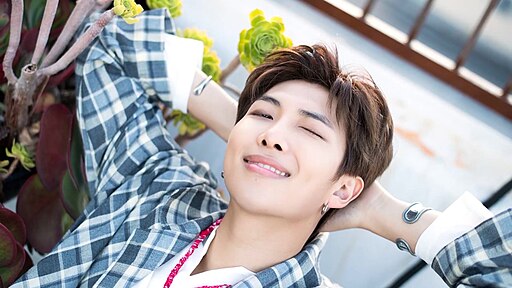 RM of BTS in a candid photoshoot moment from 2018