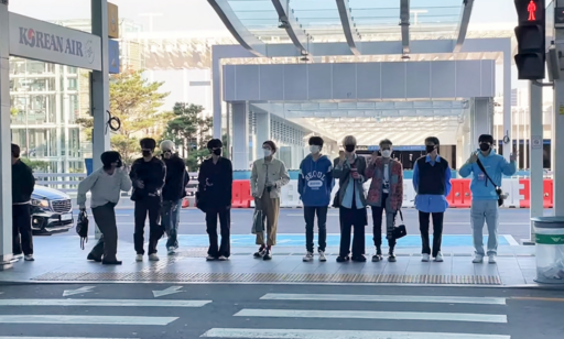 REASURE members at Incheon International Airport, preparing for an overseas schedule