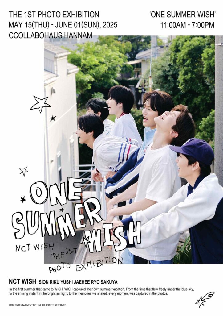 NCT WISH members in One Summer Wish exhibition poster