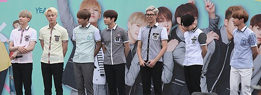 BTS members at Yeouido Hangang Park in June 2016, smiling together