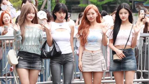 KISS OF LIFE members at Music Bank in 2024 during their live appearance.