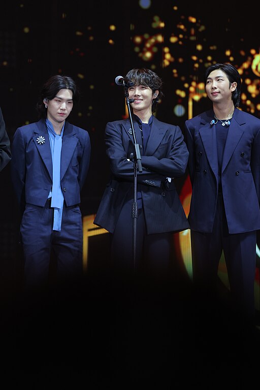 TS members SUGA, J-Hope, and RM at the 2022 Fact Music Awards