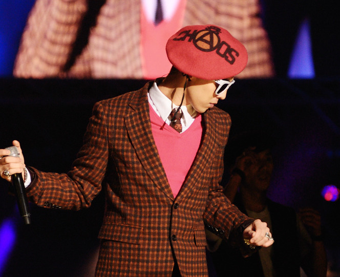 G-Dragon performing live in 2011 with intense stage presence