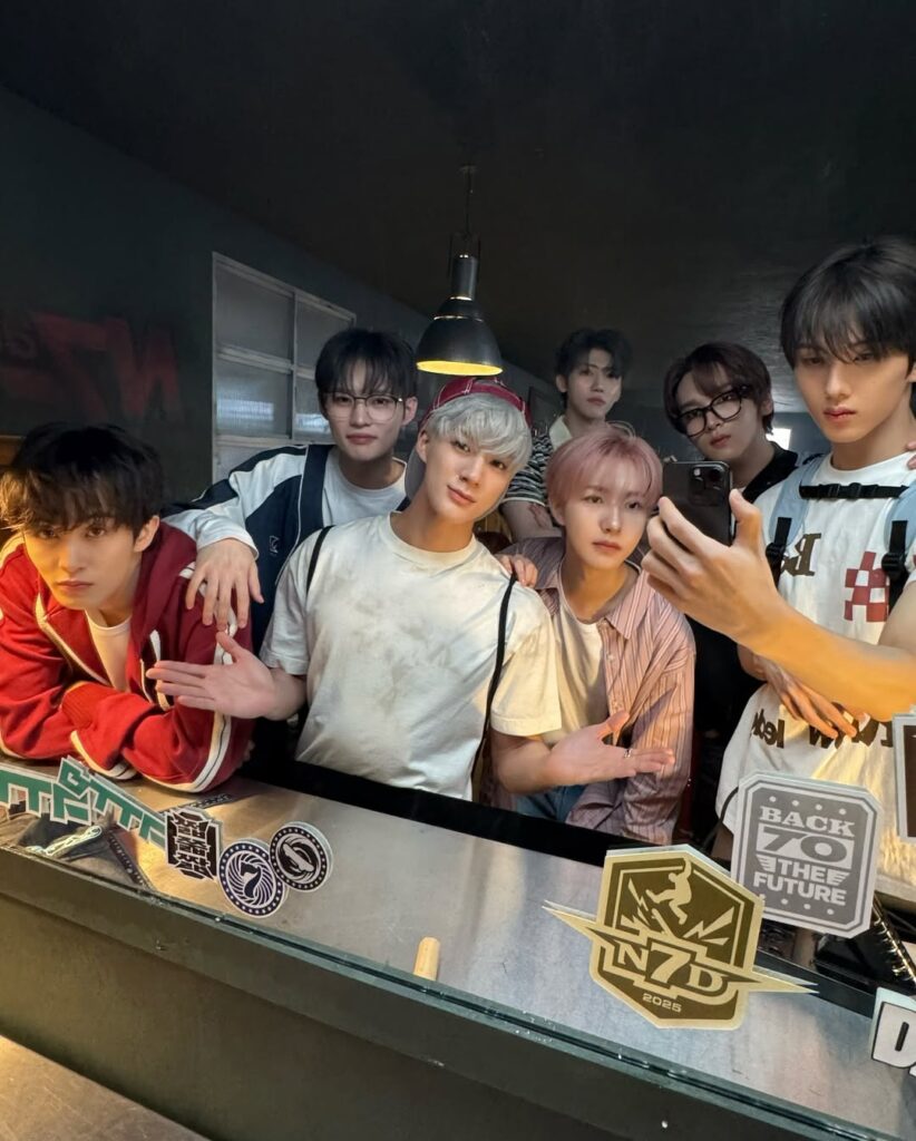 NCT DREAM members featured in a concept photo for their upcoming album Go Back To The Future.